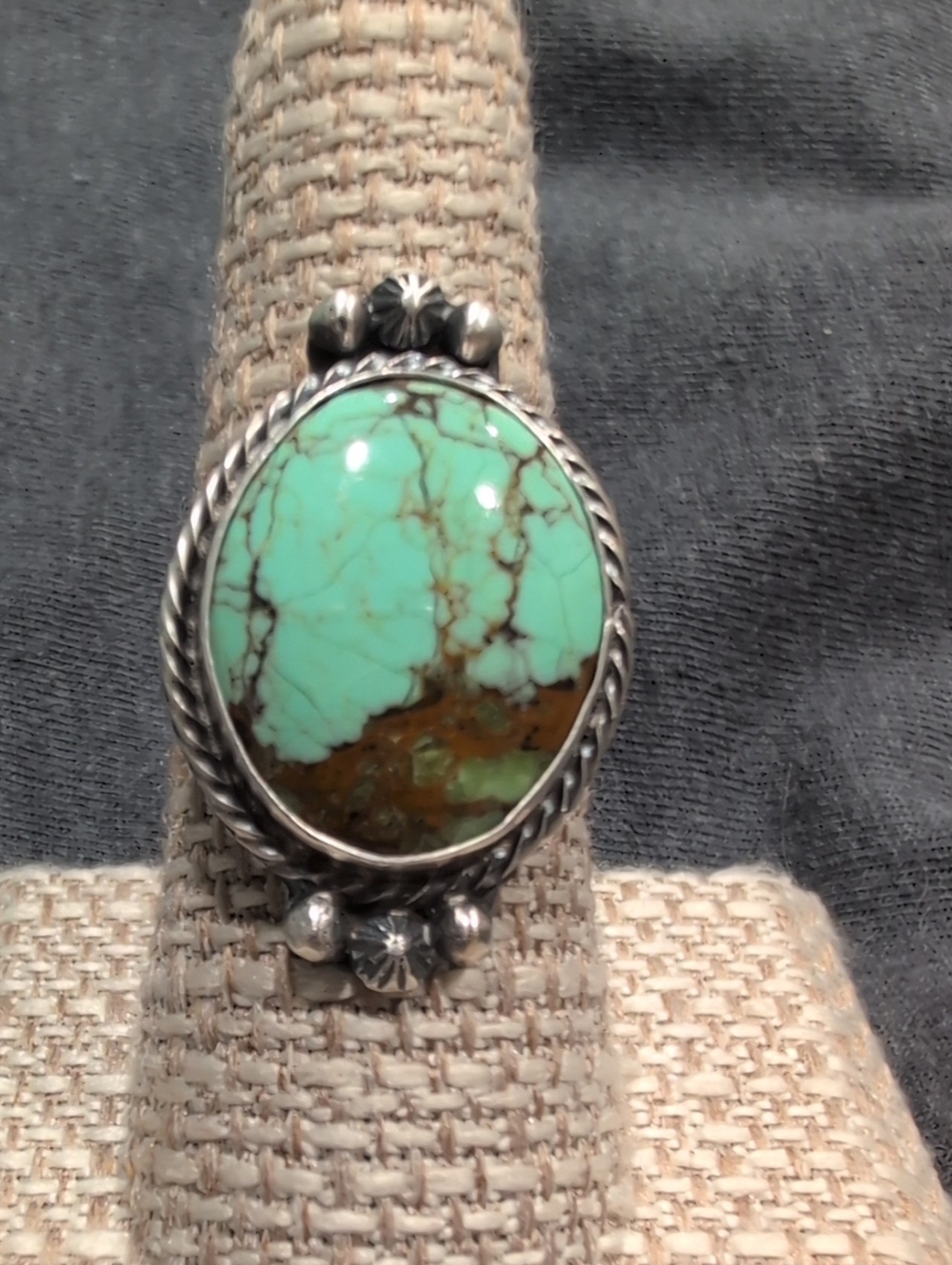 Navajo Made Mine 8 Turquoise Stone Sterling Silver Ring